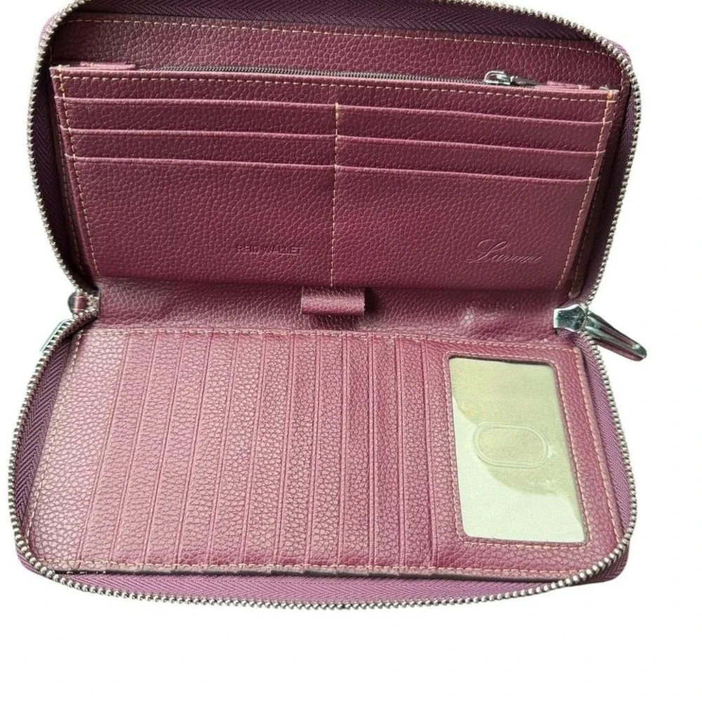 Lavemi RFID Plum Leather Zip Around Wristlet‎ Wallet